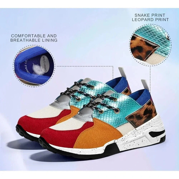 Women's High Heel Wedge Sneakers Fashion Cliff Platform Retro Shoes - Picture 3 of 9